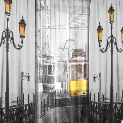 Комплект штор с тюлем Городской трамвай