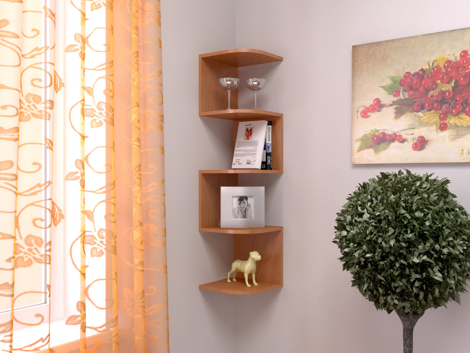 Угловая настенная полка Снейк-1