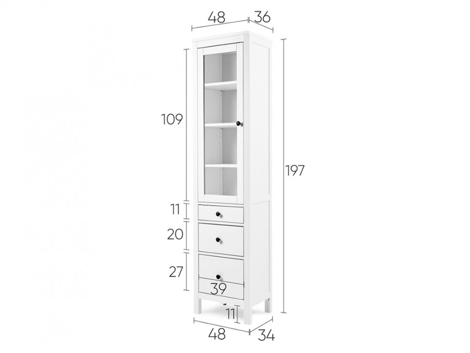 Шкаф-витрина Кымор 1 дверь 3 ящика