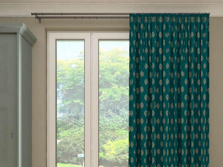 Штора Портьера Вензель золотой/бирюзовый