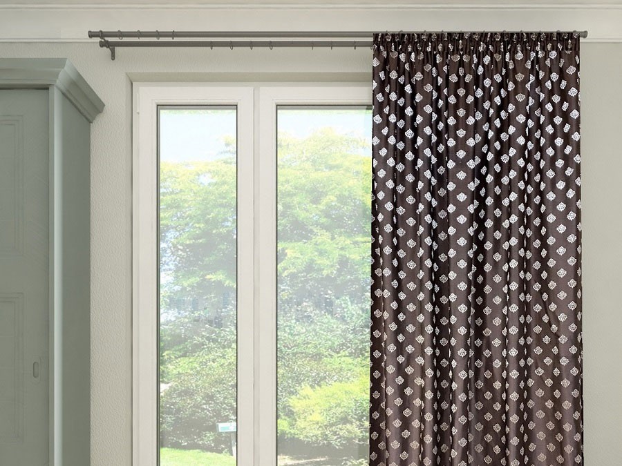 Штора Портьера Вензель золотой/коричневый