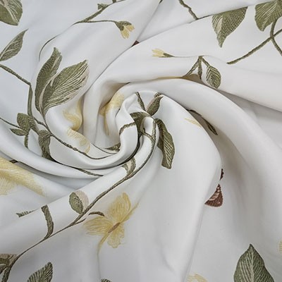 Штора Портьера Цветы Бабочки желто-зеленый/белый